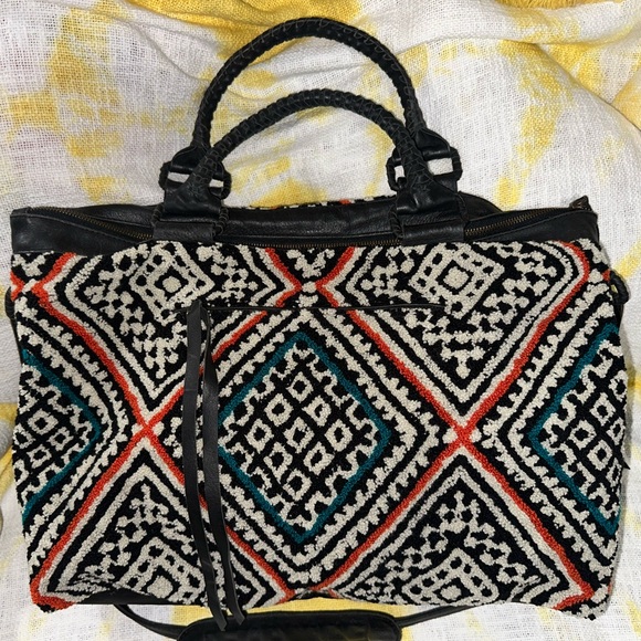 Cleobella Weekender Bag- Excellent Quality, Genuine Leather, Tribal Print - Picture 11 of 16